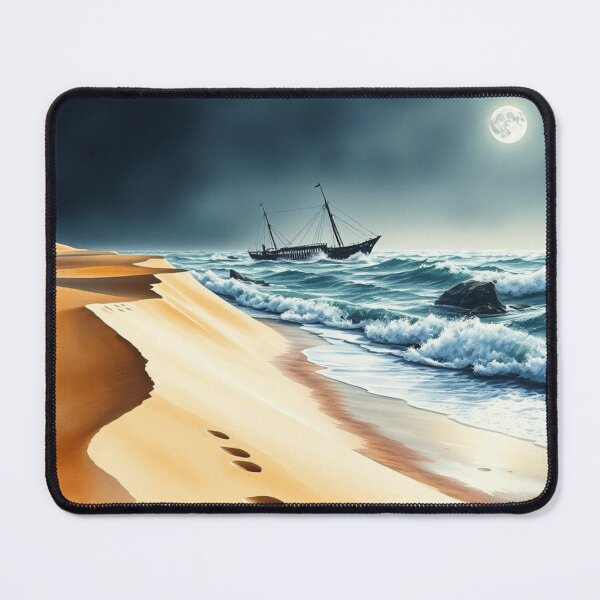Item preview, Moonlit Shipwreck Beach Landscape Art designed and sold by EllDAV777.