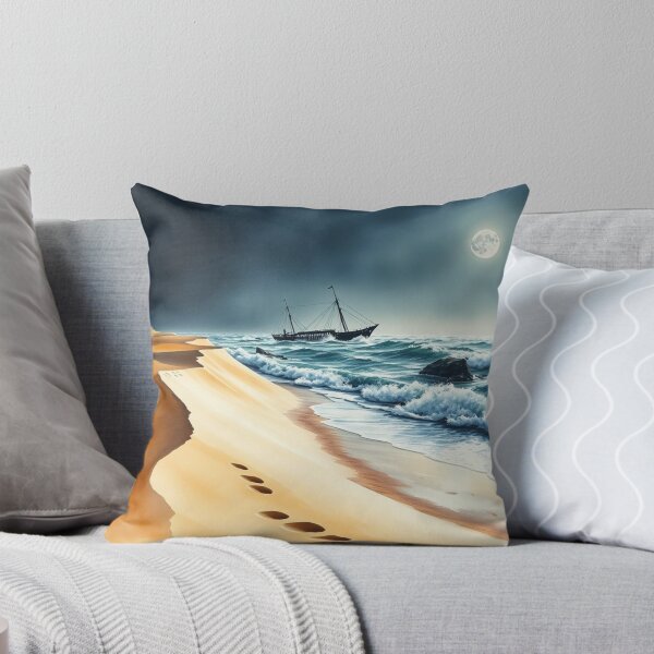 Item preview, Moonlit Shipwreck Beach Landscape Art designed and sold by EllDAV777.