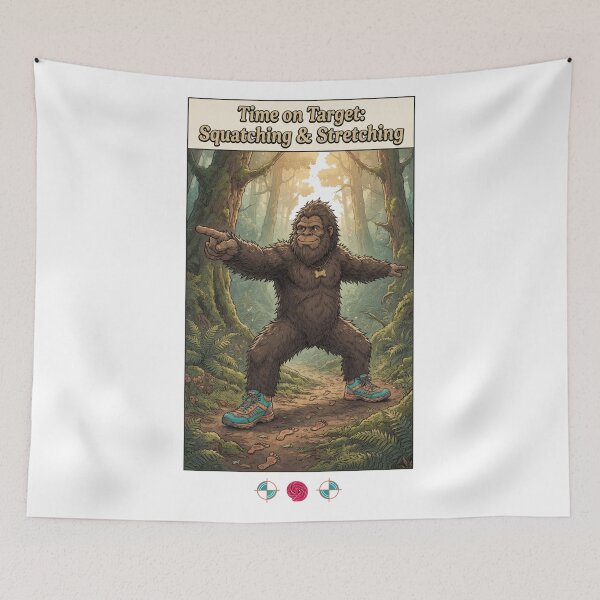Item preview, Time on Target: Squatching & Stretching Funny Bigfoot Yoga Design designed and sold by Whimsy Trail Co.