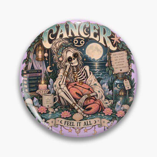 Item preview, Cancer Zodiac Skeleton in Color – Feel It All Celestial Astrology Art designed and sold by NinthLantern.