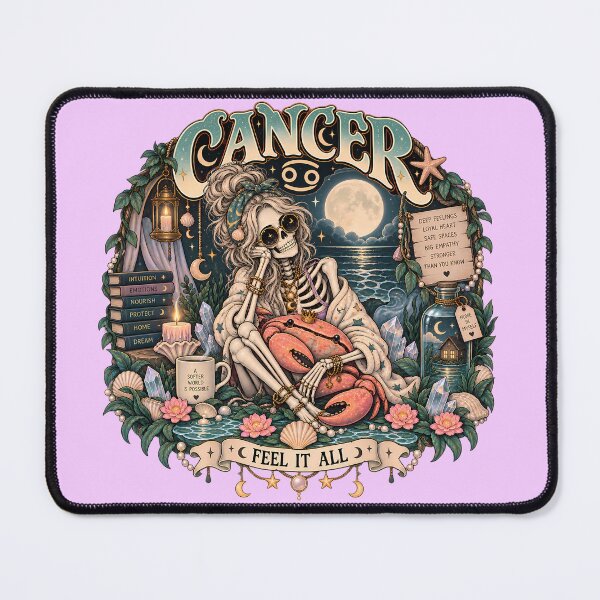 Item preview, Cancer Zodiac Skeleton in Color – Feel It All Celestial Astrology Art designed and sold by NinthLantern.