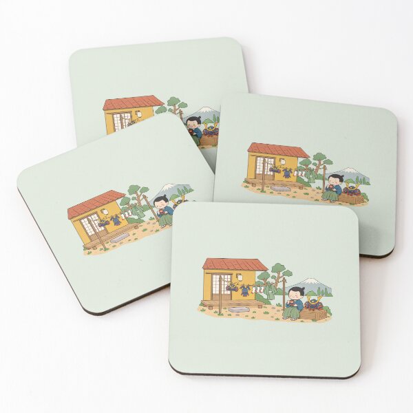 Aperçu de l'œuvre Japanese Summer Life | Kawaii Yukata Tea & Mt Fuji Art créée et vendue par MrDev.