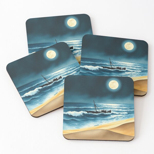 Item preview, Shipwreck Beach Night Coastal Landscape Art designed and sold by EllDAV777.