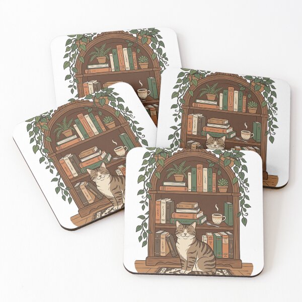 Item preview, The Cat Library Garden – Whimsical Bookish Cat Art designed and sold by meghnad.