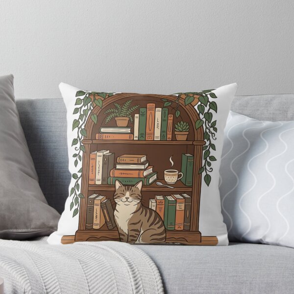 Item preview, The Cat Library Garden – Whimsical Bookish Cat Art designed and sold by meghnad.