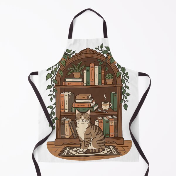 Item preview, The Cat Library Garden – Whimsical Bookish Cat Art designed and sold by meghnad.