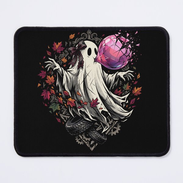 Item preview, Gothic Ghost with Pink Crystal Autumn Leaves Halloween Art designed and sold by ArcaneArtistry.