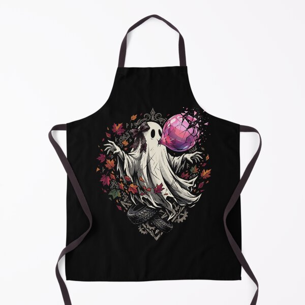 Item preview, Gothic Ghost with Pink Crystal Autumn Leaves Halloween Art designed and sold by ArcaneArtistry.