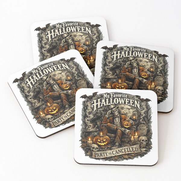 Item preview, My Favorite Party is Cancelled Halloween Skeleton Spooky designed and sold by QuiteOrbit.