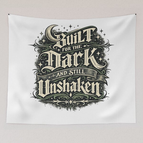 Item preview, Built for the Dark and Still Unshaken Gothic Quote Vintage Typography Art designed and sold by inkoutninja.
