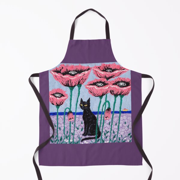 Item preview, Black Cat in a Pink Poppy Field designed and sold by KiraChie.