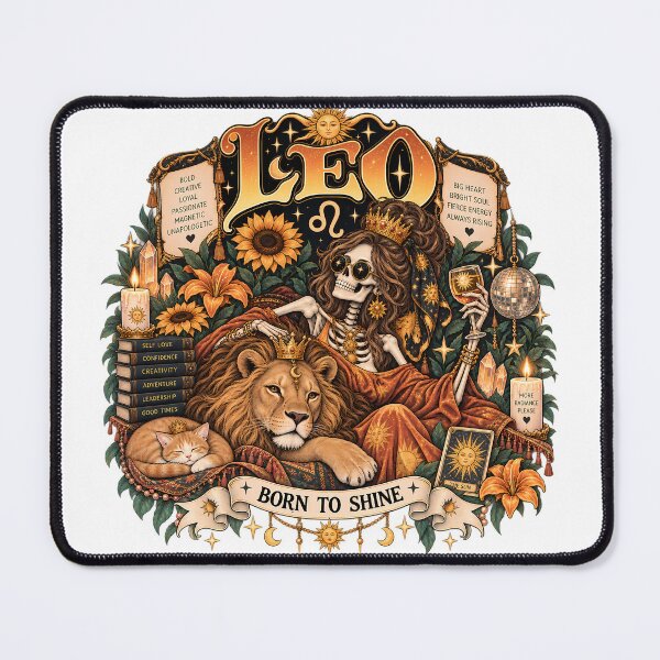 Item preview, Leo Zodiac Skeleton – Born to Shine Celestial Astrology Art designed and sold by NinthLantern.