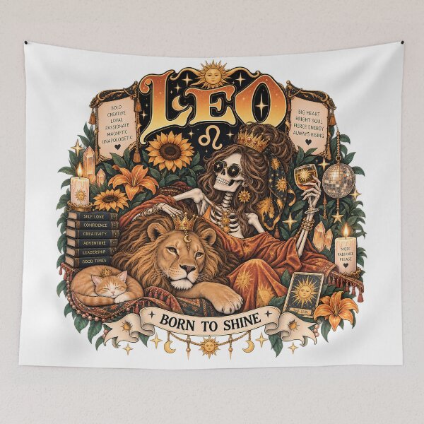 Item preview, Leo Zodiac Skeleton – Born to Shine Celestial Astrology Art designed and sold by NinthLantern.