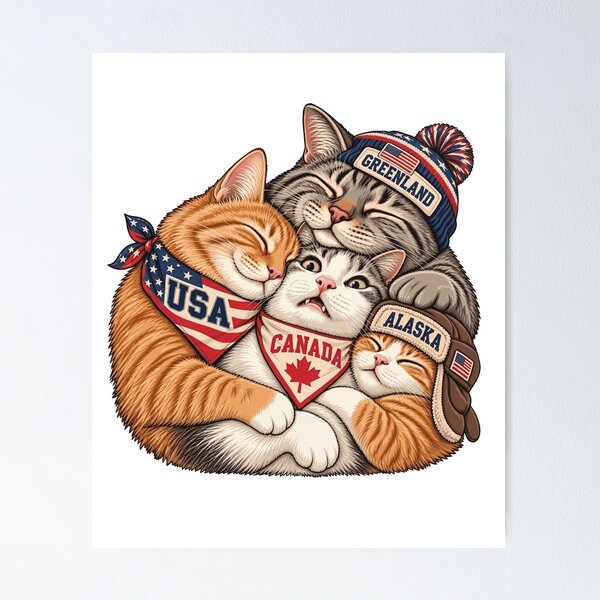 Item preview, USA Canada Greenland Alaska Cat Friendship designed and sold by art-jendi.