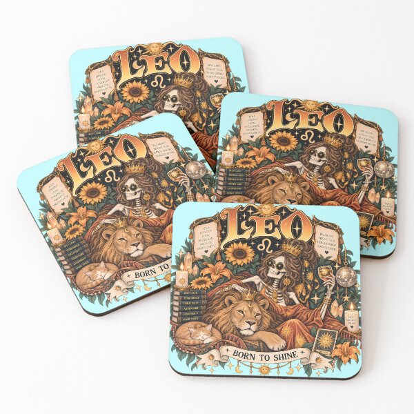 Item preview, Leo Zodiac Skeleton in Color – Born to Shine Celestial Astrology Art designed and sold by NinthLantern.