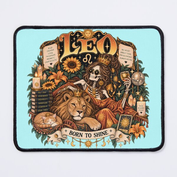 Item preview, Leo Zodiac Skeleton in Color – Born to Shine Celestial Astrology Art designed and sold by NinthLantern.