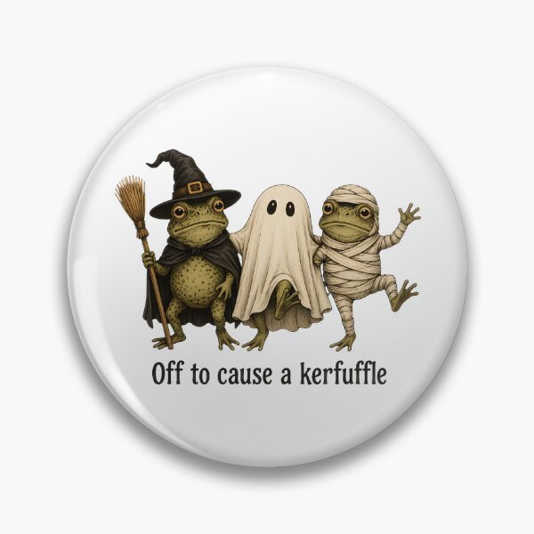 Item preview, Funny Halloween Frogs Off To Cause A Kerfuffle Witch Ghost Mummy designed and sold by WilfRedokry-21.