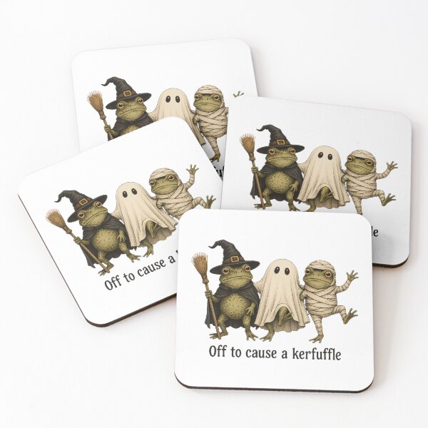 Item preview, Funny Halloween Frogs Off To Cause A Kerfuffle Witch Ghost Mummy designed and sold by WilfRedokry-21.