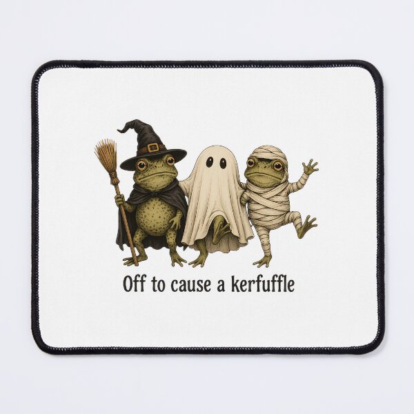 Item preview, Funny Halloween Frogs Off To Cause A Kerfuffle Witch Ghost Mummy designed and sold by WilfRedokry-21.