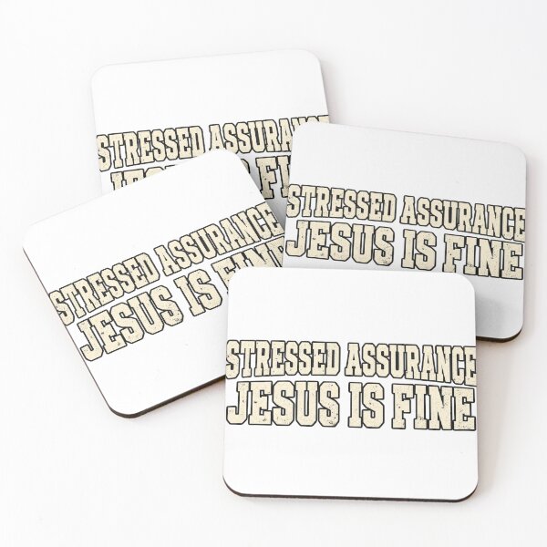 Item preview, Stressed Assurance Jesus is Fine Vintage Text Funny Church Shirt designed and sold by GloryandFame.