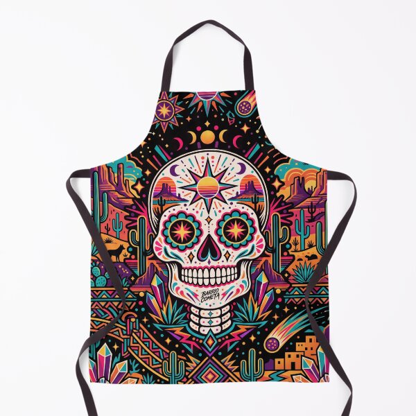 Item preview, Neon Desert Sugar Skull – Mexican Folk Art Calavera with Cactus & Cosmic Sun designed and sold by Barrio Cometa.