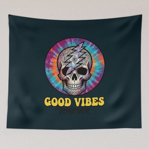 Item preview, Good Vibes Forever Tie Dye Skull designed and sold by KerfsUp.
