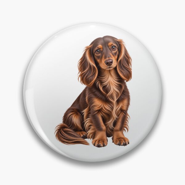 Item preview, Long haired dachshund mini Dog chocolate and tan designed and sold by BackgroundND.