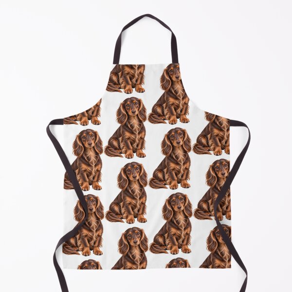 Item preview, Long haired dachshund mini Dog chocolate and tan designed and sold by BackgroundND.