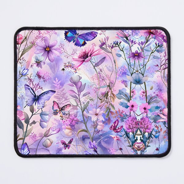 Item preview, Lavender Butterfly Garden with Pink and Purple Wildflowers designed and sold by Yeanishi.