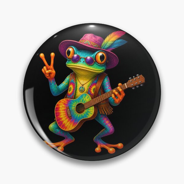 Item preview, Hippie Frog Playing Guitar Groovy Music Peace Frog designed and sold by WilfRedokry-21.