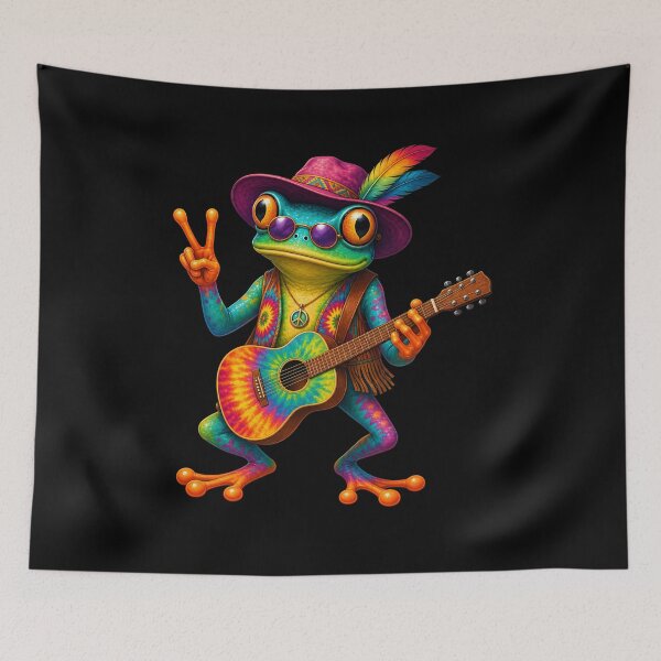 Item preview, Hippie Frog Playing Guitar Groovy Music Peace Frog designed and sold by WilfRedokry-21.