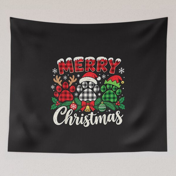 Item preview, Merry Christmas Dog Paws Plaid Santa Reindeer Elf Dog Lover designed and sold by kiralynstration.