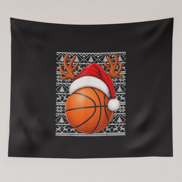 Item preview, Basketball Ugly Christmas Sweater Santa Hat Reindeer Antlers designed and sold by kiralynstration.