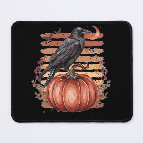 Item preview, Raven on Pumpkin Crescent Moon Retro Stripes Gothic Autumn Halloween designed and sold by Zizo-DR44.