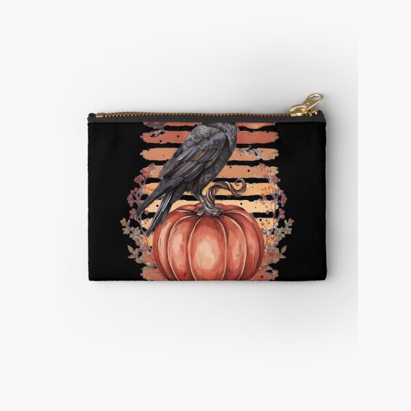 Item preview, Raven on Pumpkin Crescent Moon Retro Stripes Gothic Autumn Halloween designed and sold by Zizo-DR44.