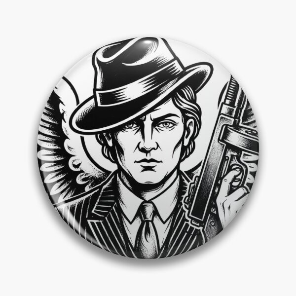Item preview, Guardian Angel Fedora Tommy Gun Tattoo Art designed and sold by Gangster-Design.