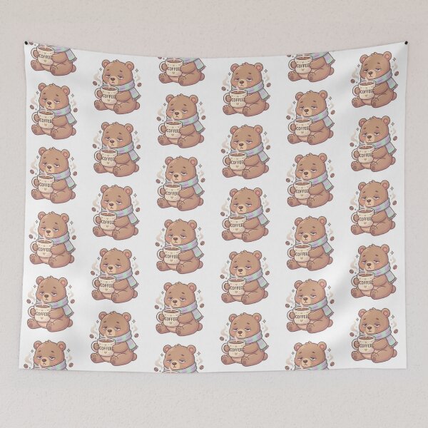Item preview, Cozy Coffee Bear Cute Winter Bear Sticker designed and sold by Shree shyam khatu ji.