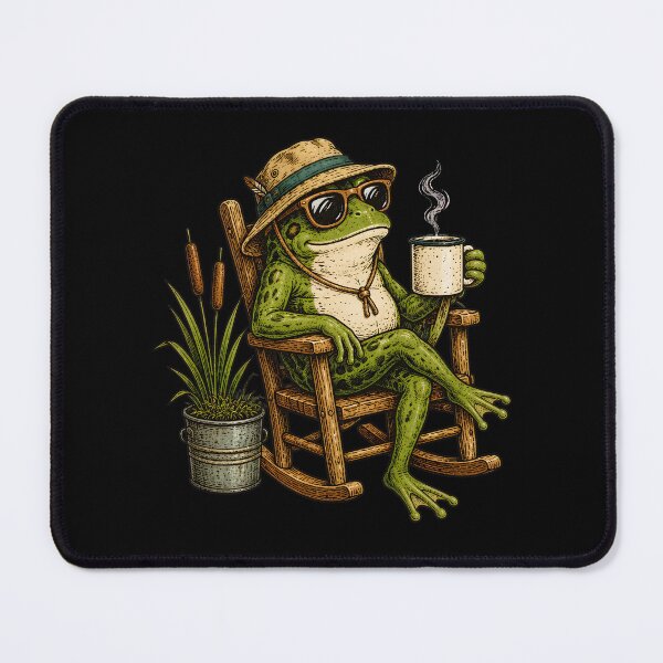 Item preview, Funny Frog Coffee Lover Relaxing Frog With Coffee designed and sold by WilfRedokry-21.