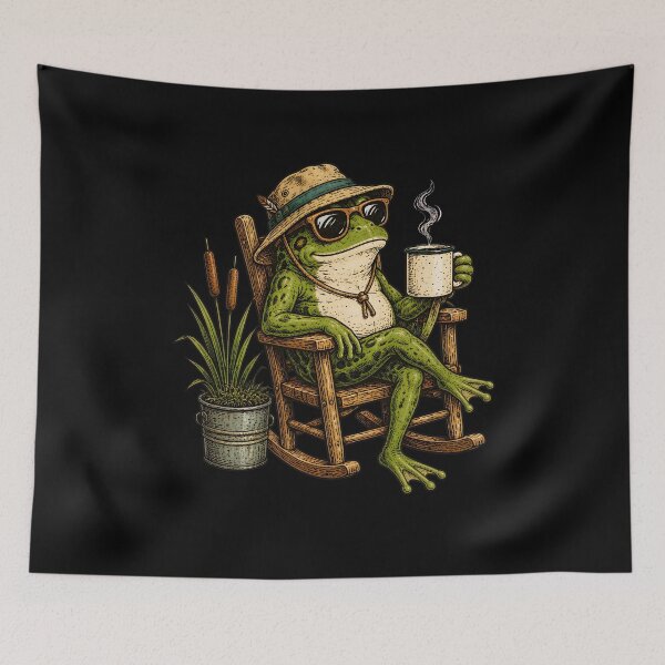 Item preview, Funny Frog Coffee Lover Relaxing Frog With Coffee designed and sold by WilfRedokry-21.