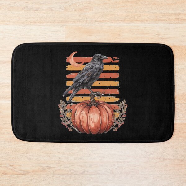 Item preview, Raven on Pumpkin with Bats & Moon Spooky Watercolor Halloween Autumn designed and sold by Zizo-DR44.