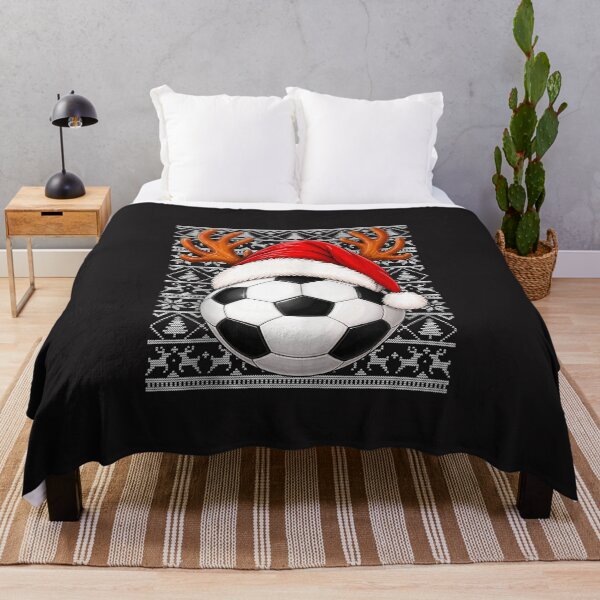 Item preview, Soccer Ugly Christmas Sweater Santa Hat Reindeer Antlers designed and sold by kiralynstration.