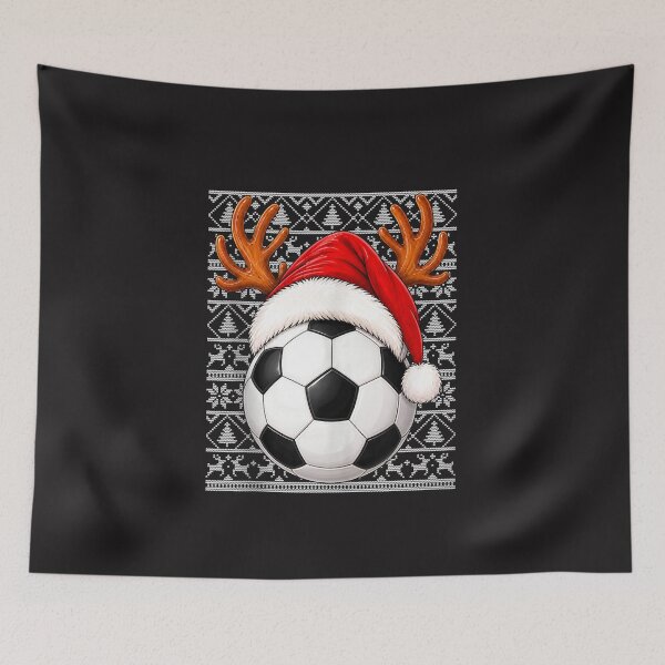 Item preview, Soccer Ugly Christmas Sweater Santa Hat Reindeer Antlers designed and sold by kiralynstration.