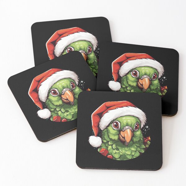 Item preview, Funny Green Cheek Conure Santa Hat Christmas Parrot Bird designed and sold by RenettaFunky.
