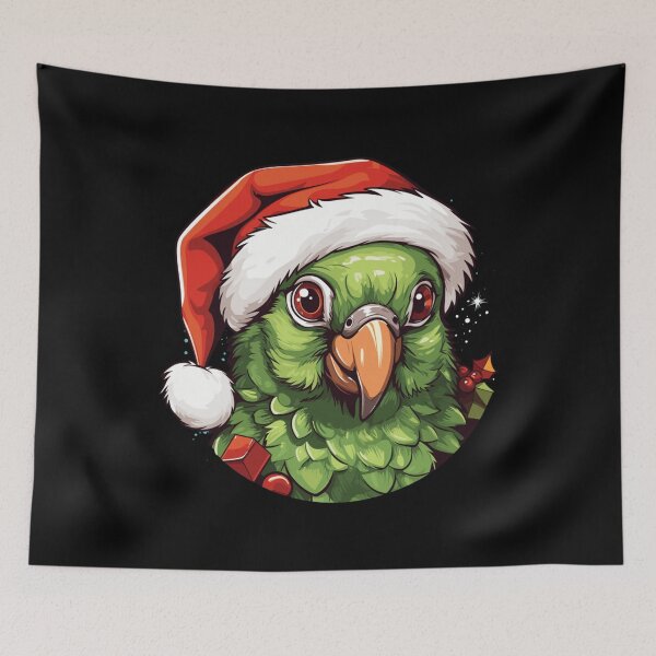Item preview, Funny Green Cheek Conure Santa Hat Christmas Parrot Bird designed and sold by RenettaFunky.