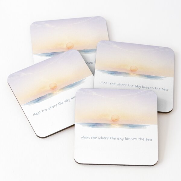 Item preview, Meet Me Where The Sky Kisses The Sea Watercolour Sunset designed and sold by made by Golightly x.