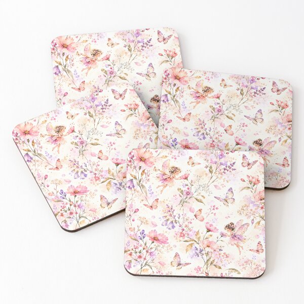Item preview, Pink Flower Fairies and Butterflies Garden Pattern designed and sold by Yeanishi.