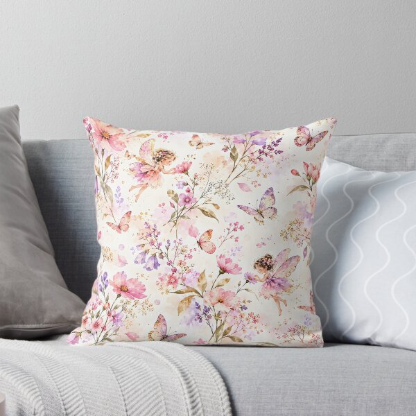 Item preview, Pink Flower Fairies and Butterflies Garden Pattern designed and sold by Yeanishi.