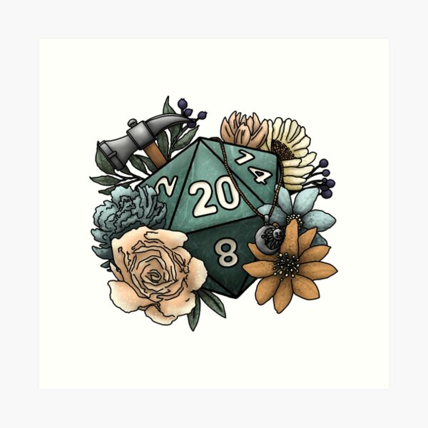 Cleric Class D20 - Tabletop Gaming Dice Art Print