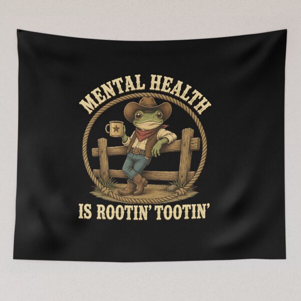 Item preview, Mental Health Is Rootin Tootin Funny Cowboy Frog Western Humor designed and sold by WilfRedokry-21.