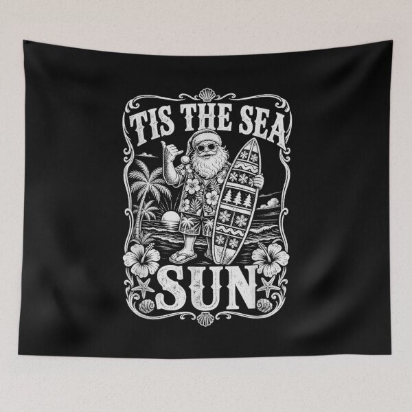 Item preview, Tis The Sea Sun Palm Tree Santa Surfing Vacation designed and sold by SuziLope.